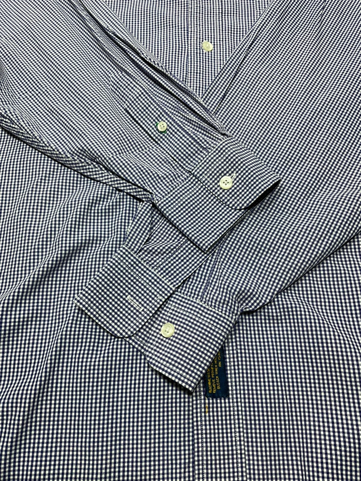 Chemise Tommy Hilfiger Crest 16-33 Vintage 100% Coton Vichy Bleu Marine – photo 3